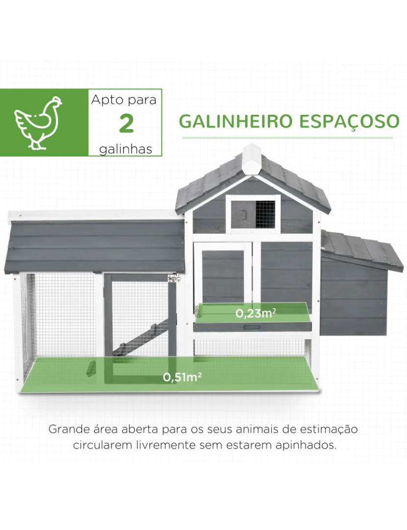 imagem de Galinheiro 150.5x54x87cm cor cinza e branco D51-108WT4