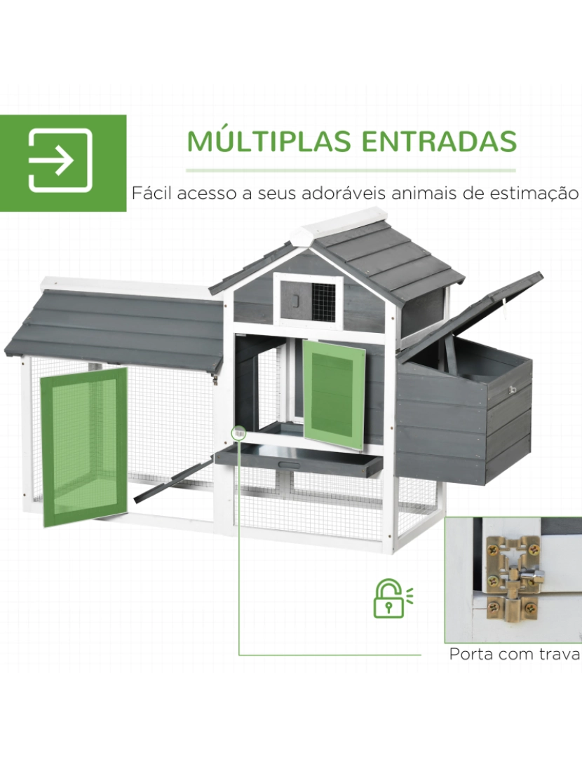 imagem de Galinheiro 150.5x54x87cm cor cinza e branco D51-108WT5