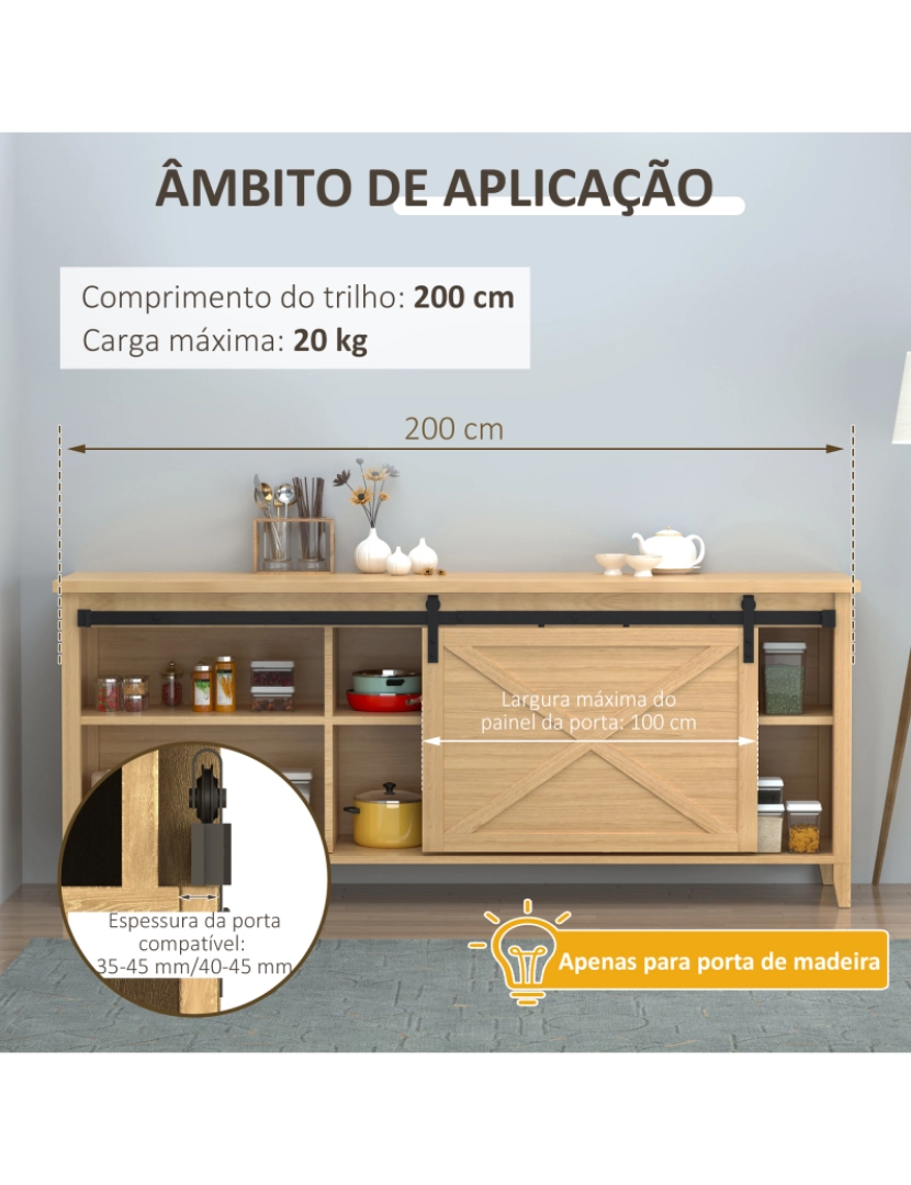 imagem de Ferragens Porta Corredeira 200x0.6x18cm cor preto B81-0344