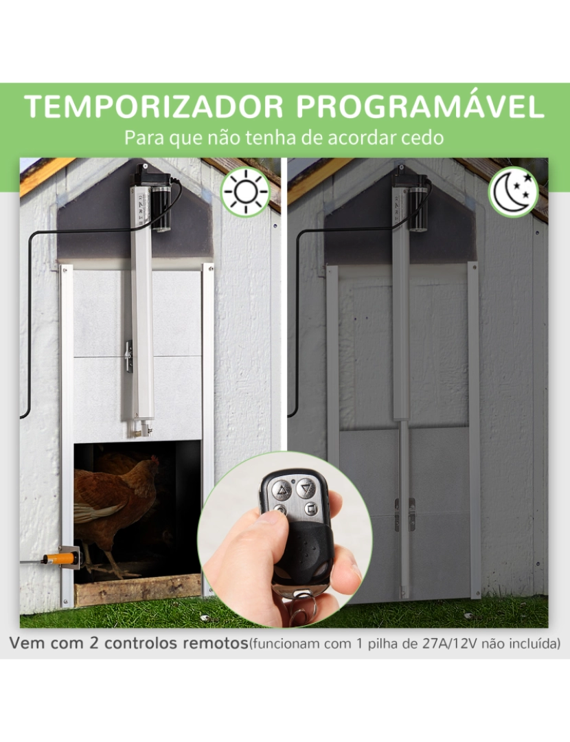 imagem de Kit de Abridor Automático de Porta de Galinheiro 30x30x0.15cm cor prata D51-2694