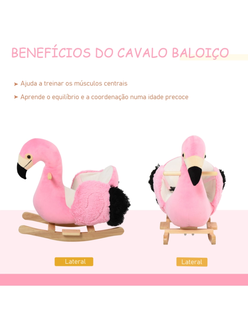imagem grande de Baloiço de Flamingo 60x33x52cm cor rosa 330-1005