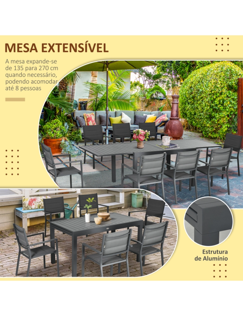 imagem de Conjunto de Refeição 135-270x89x74cm cor cinza escuro/cinza de carvão 84G-159V00CG5