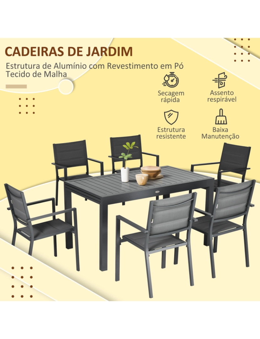 imagem de Conjunto de Refeição 135-270x89x74cm cor cinza escuro/cinza de carvão 84G-159V00CG7