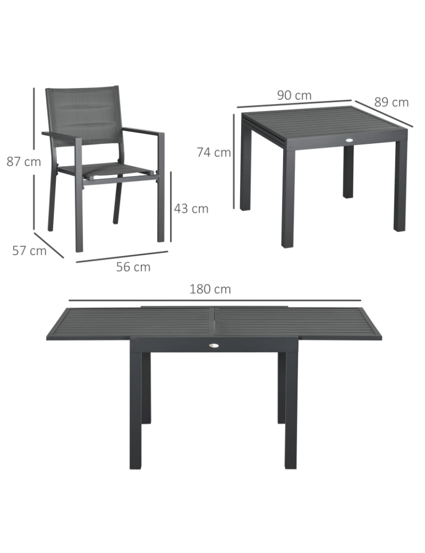 imagem de Conjunto de Refeição 90-180x89x74cm cor cinzento 84G-090V00CG3