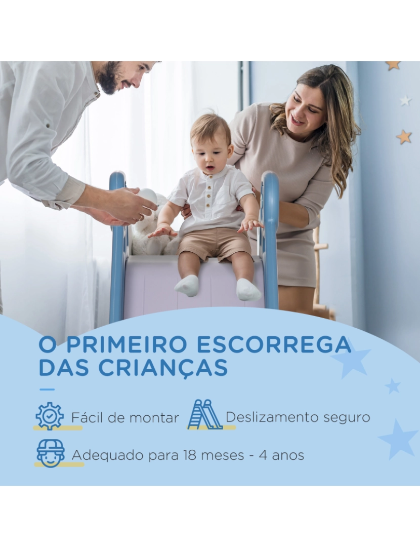imagem de Escorrega para Crianças 145x45x63cm cor azul 331-026V00BU5