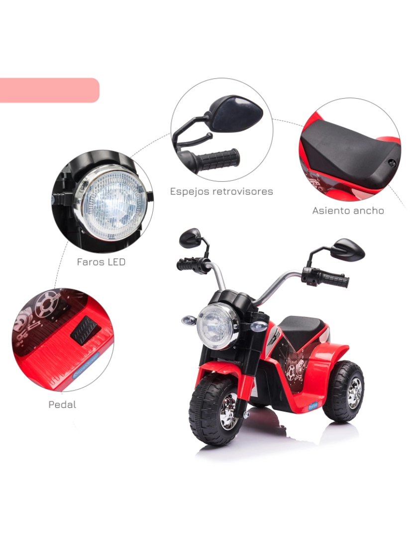 imagem grande de Motocicleta Elétrica para Crianças 72x57x56cm cor vermelho 370-188V90RD6