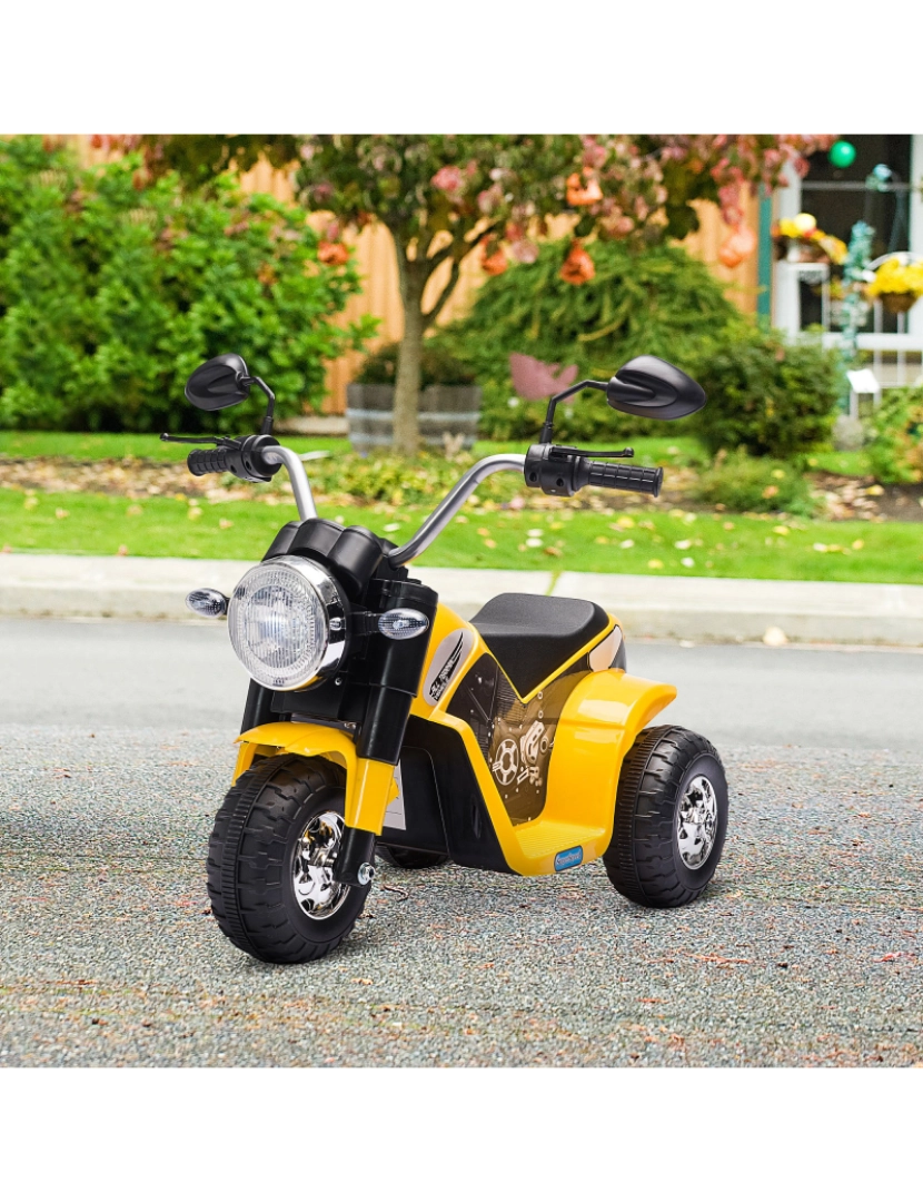 imagem grande de Motocicleta Elétrica para Crianças 72x57x56cm cor amarelo 370-188V90YL2