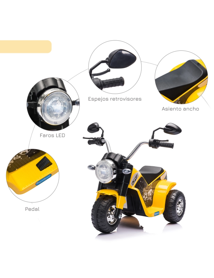 imagem de Motocicleta Elétrica para Crianças 72x57x56cm cor amarelo 370-188V90YL6