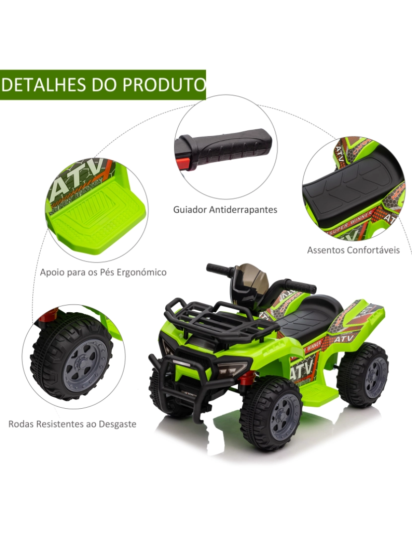 imagem de Quadriciclo Infantil 70x42x45cm cor verde 370-189V90GN6