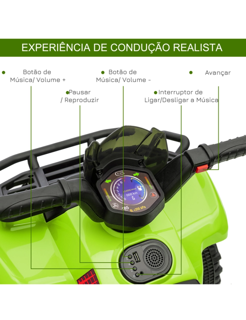 imagem de Quadriciclo Infantil 70x42x45cm cor verde 370-189V90GN7