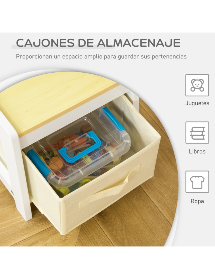 imagem de Conjunto de Mesa e 2 Cadeiras Infantil 80x40x46cm cor cor de madeira natural 312-056CW7