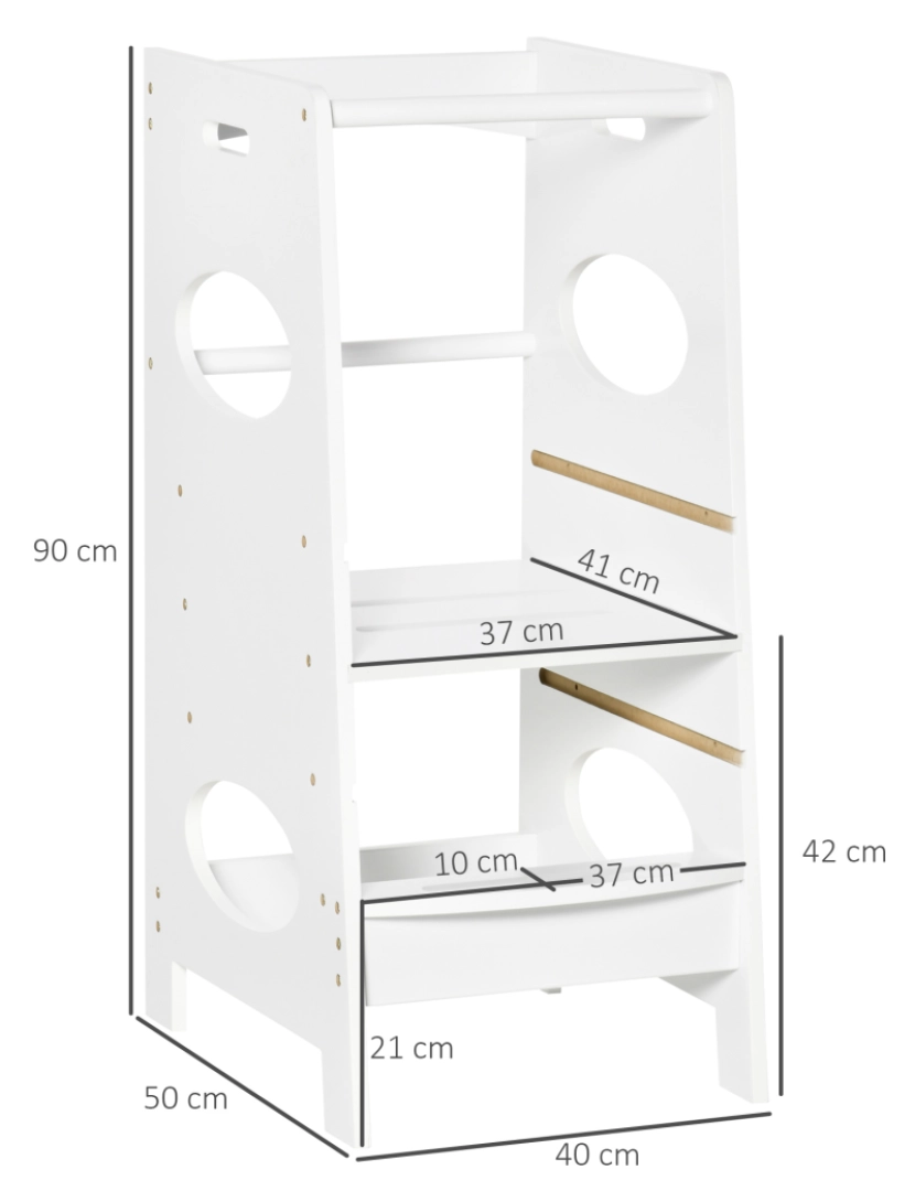 imagem de Torre de Aprendizagem para Crianças 40x50x90cm cor branco 312-053WT3