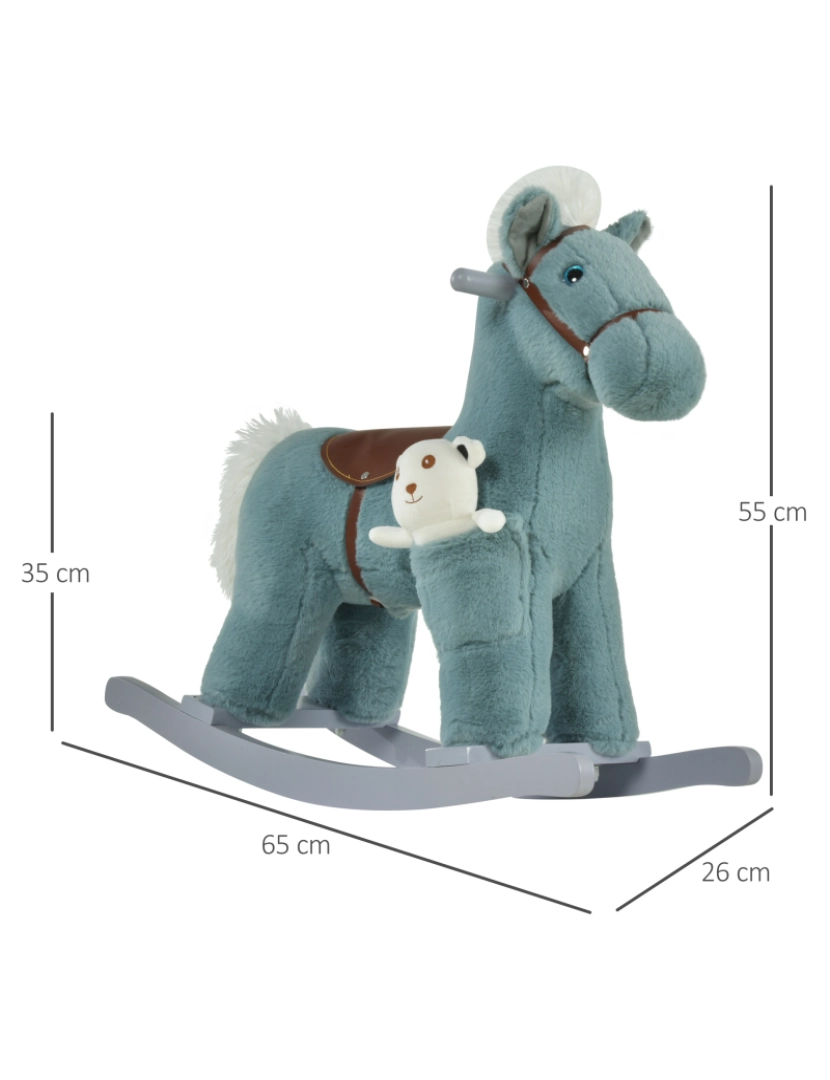 imagem de Cavalo Baloiço para Crianças 65x26x55cm cor azul 330-118BU3
