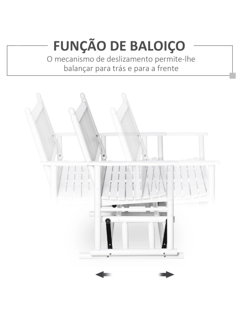 imagem de Banco Baloiço Jardim 125x68,5x102cm cor branco 84B-741WT4