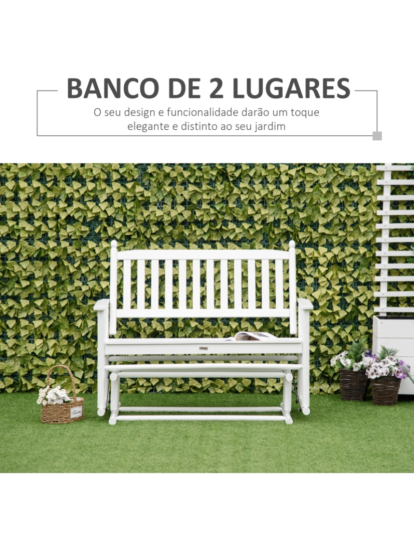imagem de Banco Baloiço Jardim 125x68,5x102cm cor branco 84B-741WT5