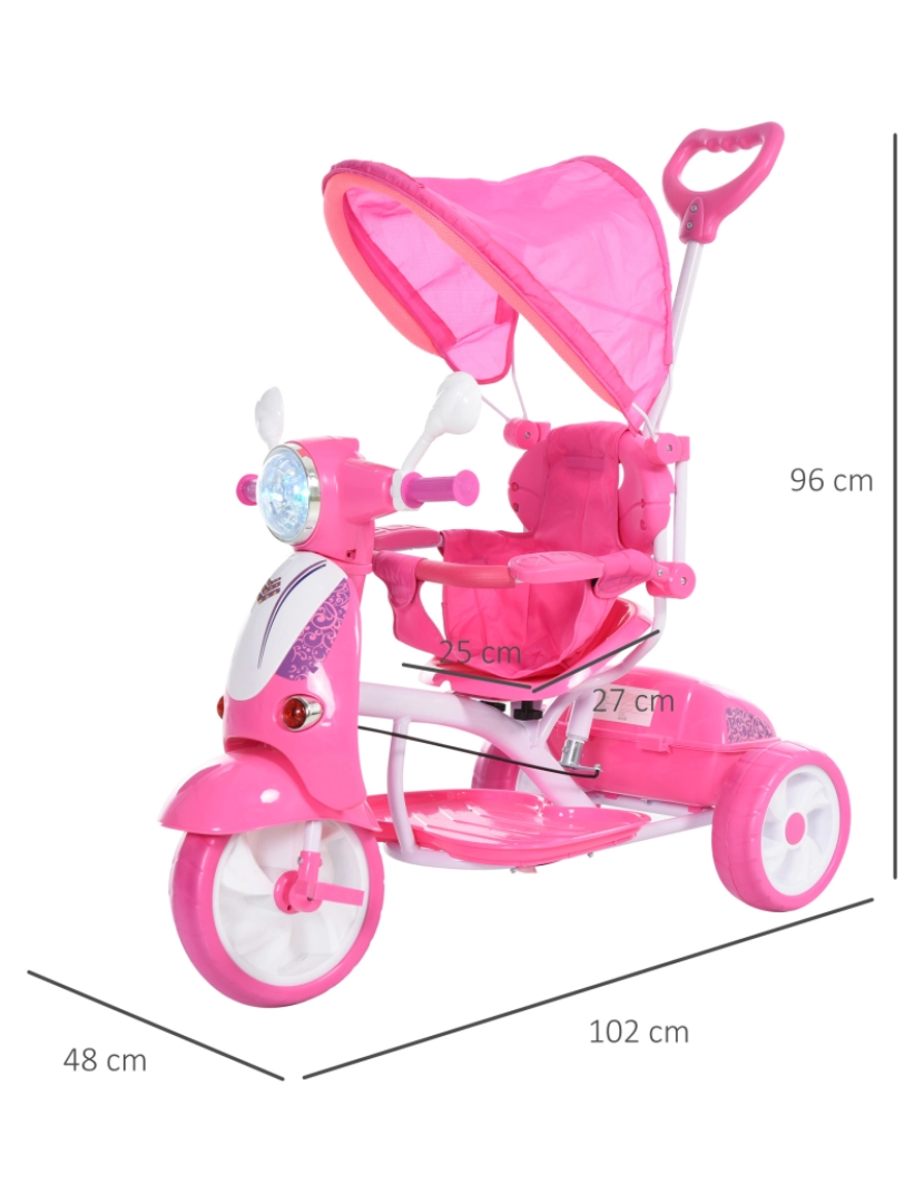 imagem grande de Triciclo Infantil 102x48x96cm cor rosa 370-093PK3