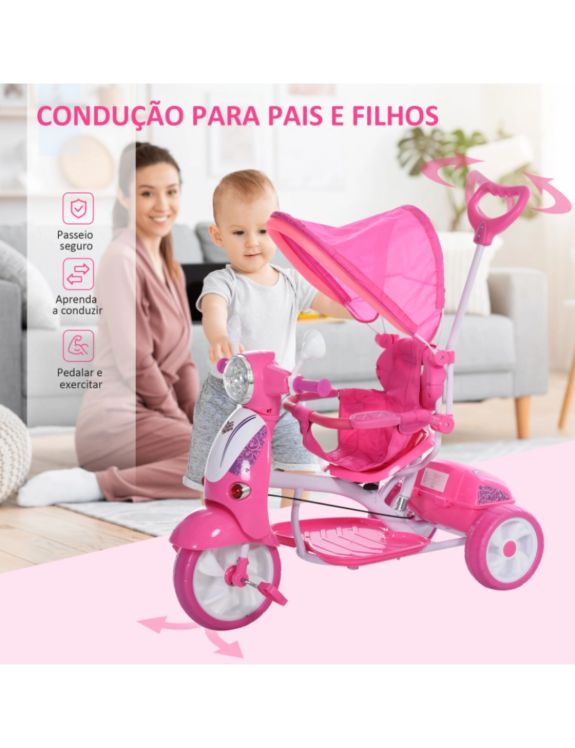 imagem de Triciclo Infantil 102x48x96cm cor rosa 370-093PK4