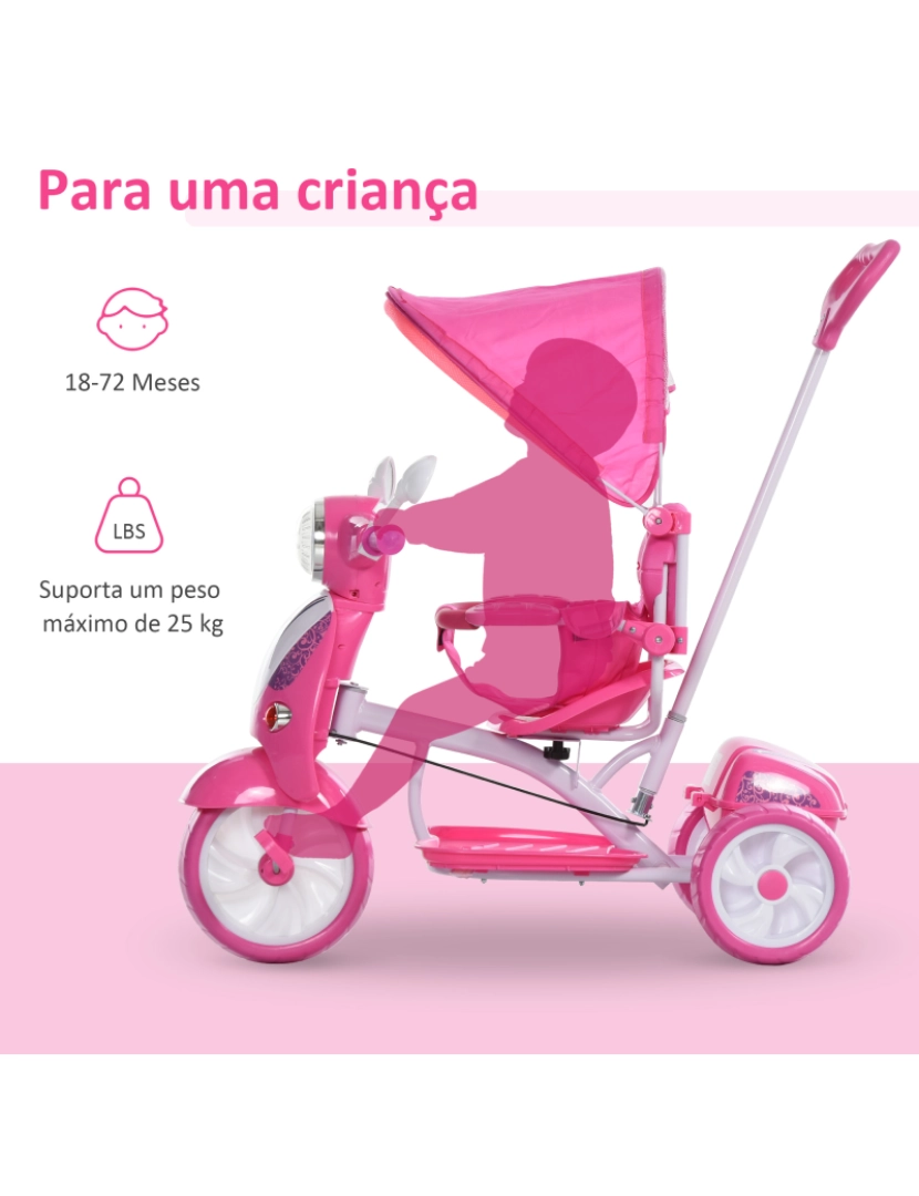 imagem de Triciclo Infantil 102x48x96cm cor rosa 370-093PK6