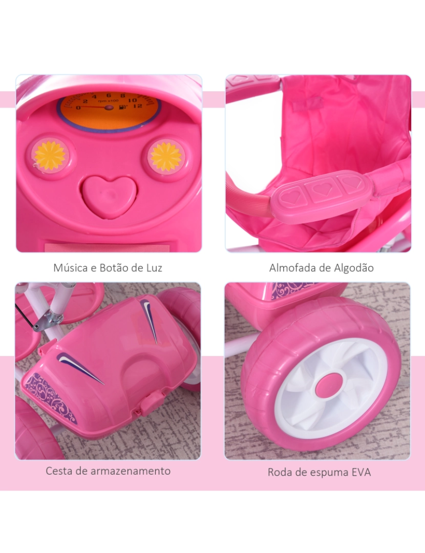 imagem de Triciclo Infantil 102x48x96cm cor rosa 370-093PK7
