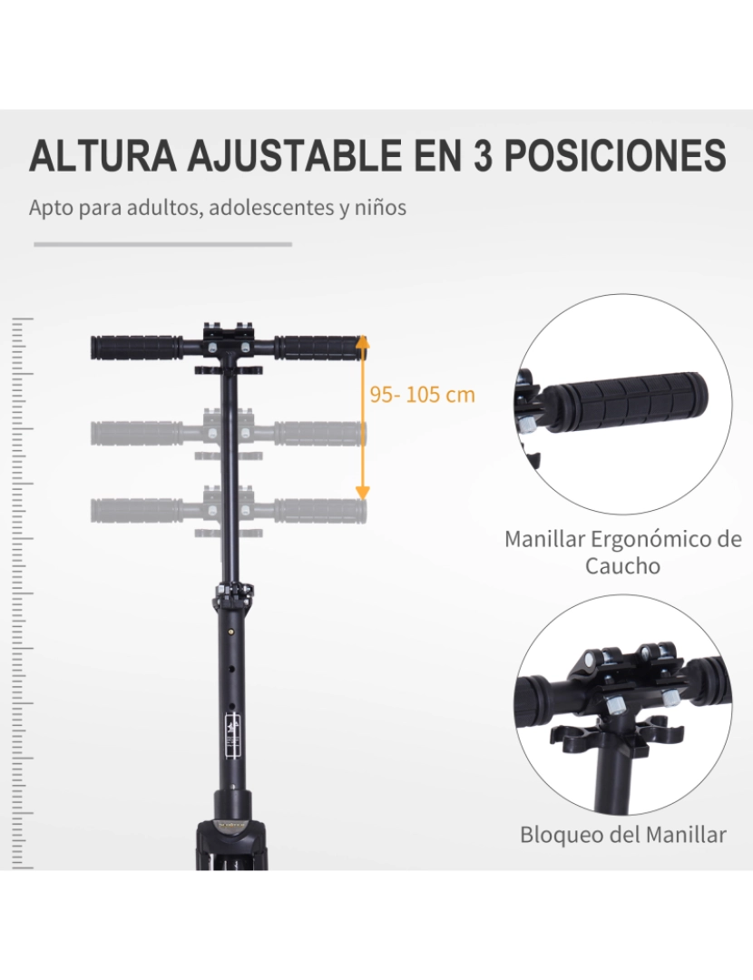 imagem de Trotinete Dobrável 93.5x38x105cm cor preto AA1-059BK4