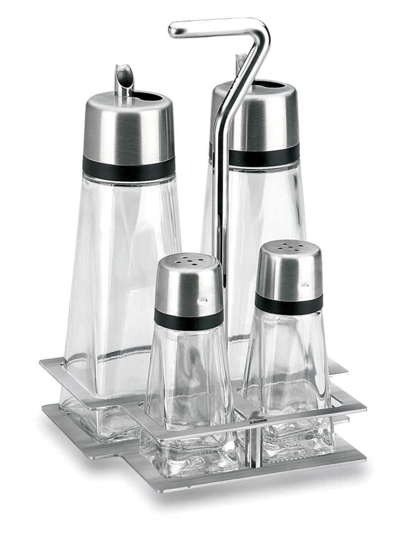 Lacor - GALHETEIRO HYPERLUXE 4 PEÇAS COM SUPORTE 200-35 ML