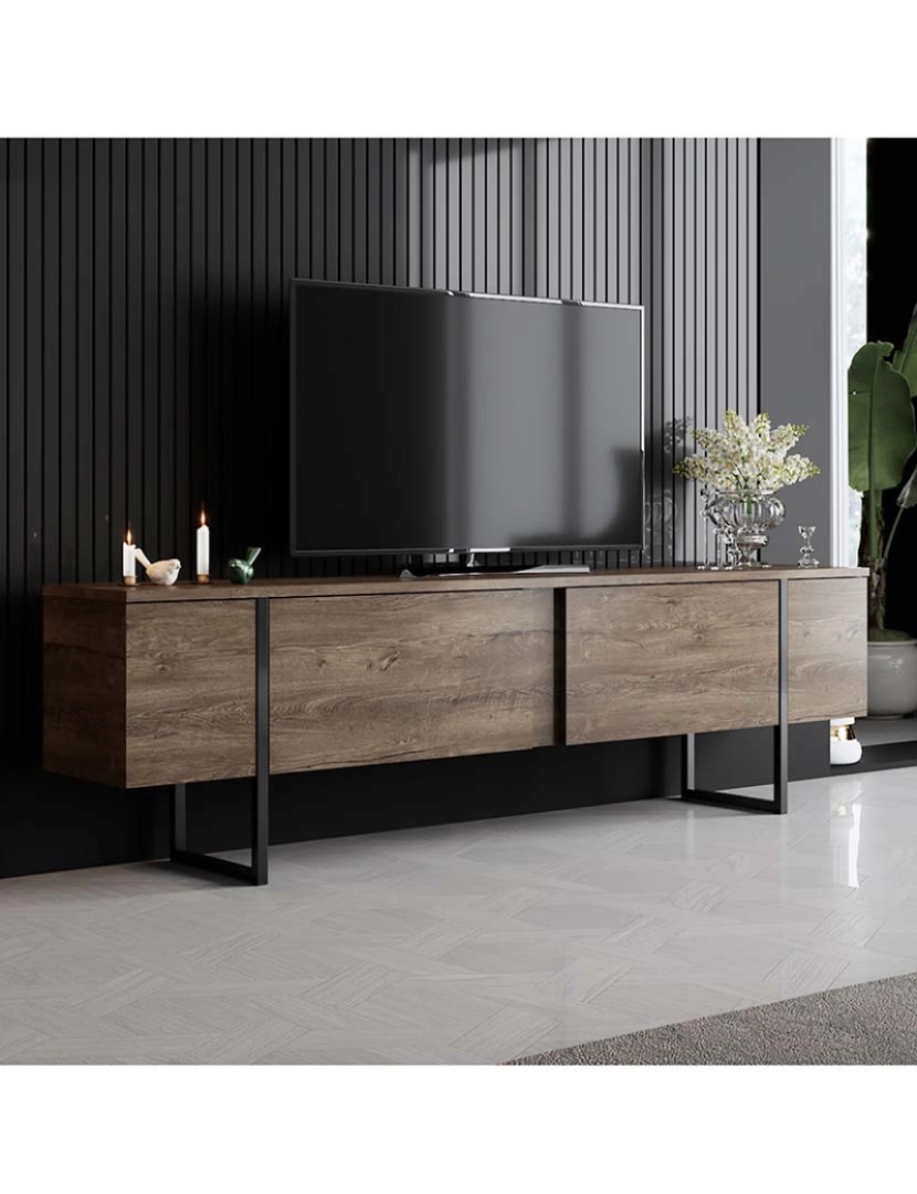 ASR - Móvel Tv Luxe Walnut Preto