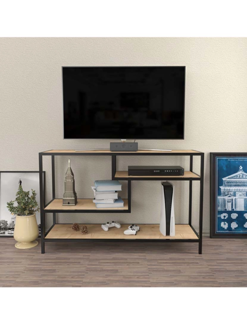 ASR - Móvel Tv Robbins Preto Oak