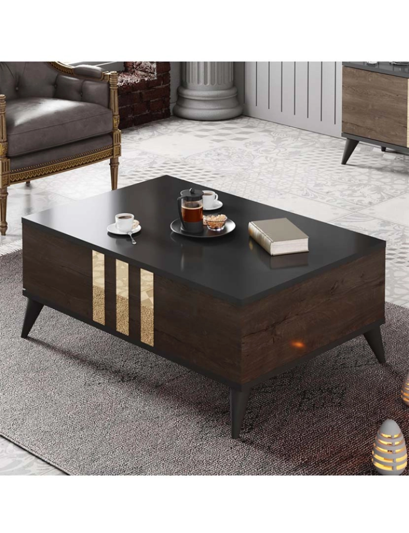 ASR - Mesa Centro Dourado Antracite Walnut