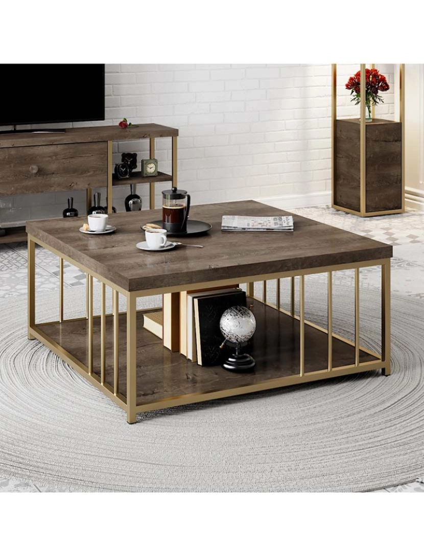 ASR - Mesa Centro Zenn Walnut Dourado