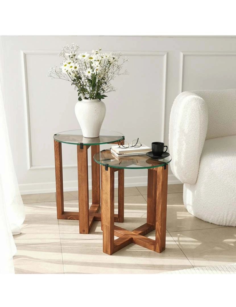 ASR - Mesa Aninhamento 2 Peças Amalfi Walnut