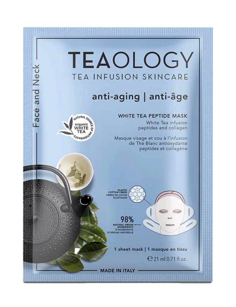 Teaology -  Rosto E Pescoço Máscara Peptídica De Chá Branco 21 Ml