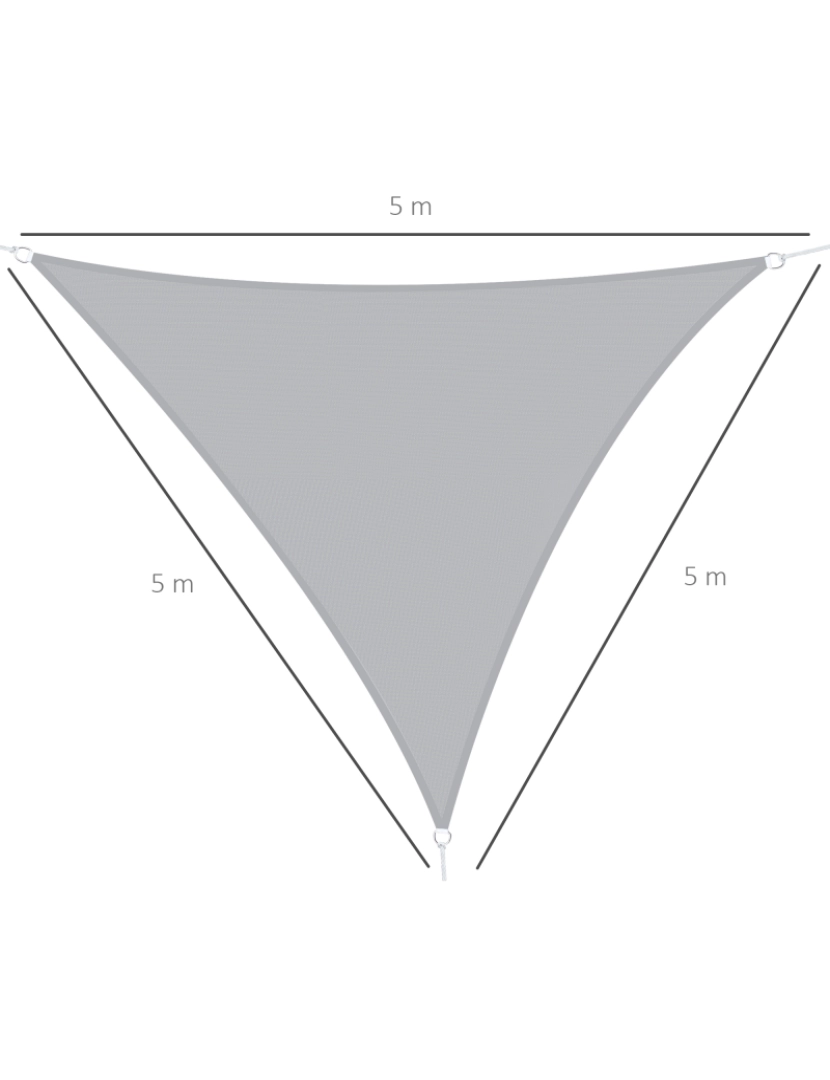 imagem de Vela de Sombra Triangular 500x500x500cm cor cinzento 840-1393