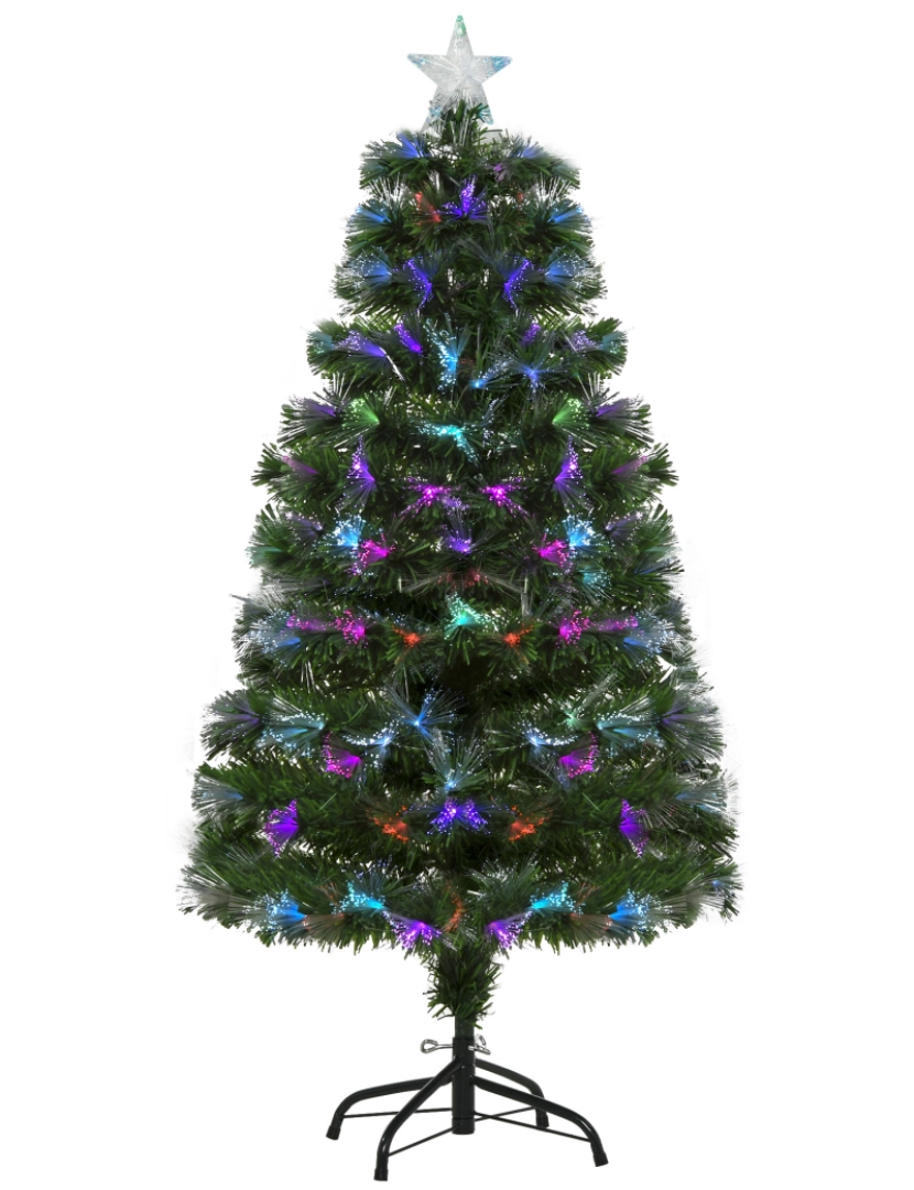 Homcom - HOMCOM Árvore de Natal 120cm com 130 Luzes LED de Múltiplas Cores e Estrela Decorativa Ø66x120 cm Verde