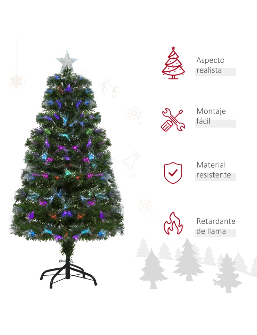 imagem de HOMCOM Árvore de Natal 120cm com 130 Luzes LED de Múltiplas Cores e Estrela Decorativa Ø66x120 cm Verde8