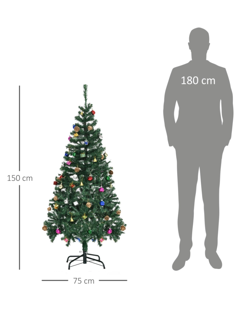 imagem grande de Árvore de Natal Artificial Φ75x150cm cor verde 02-03543