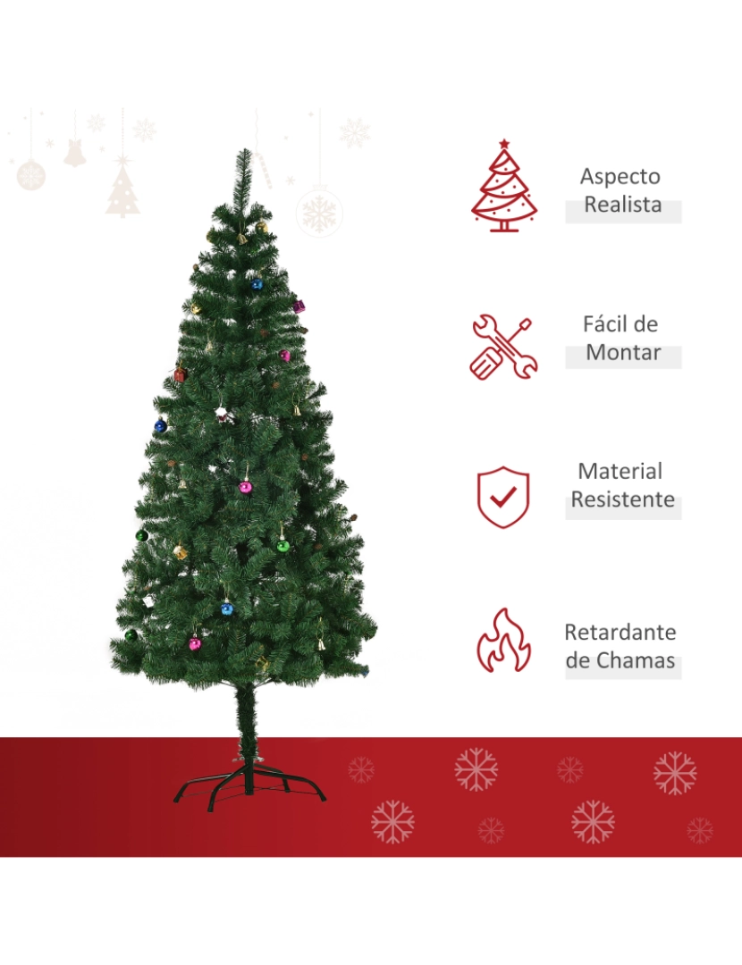 imagem de Árvore de Natal Artificial Φ80x180cm cor verde 02-03555