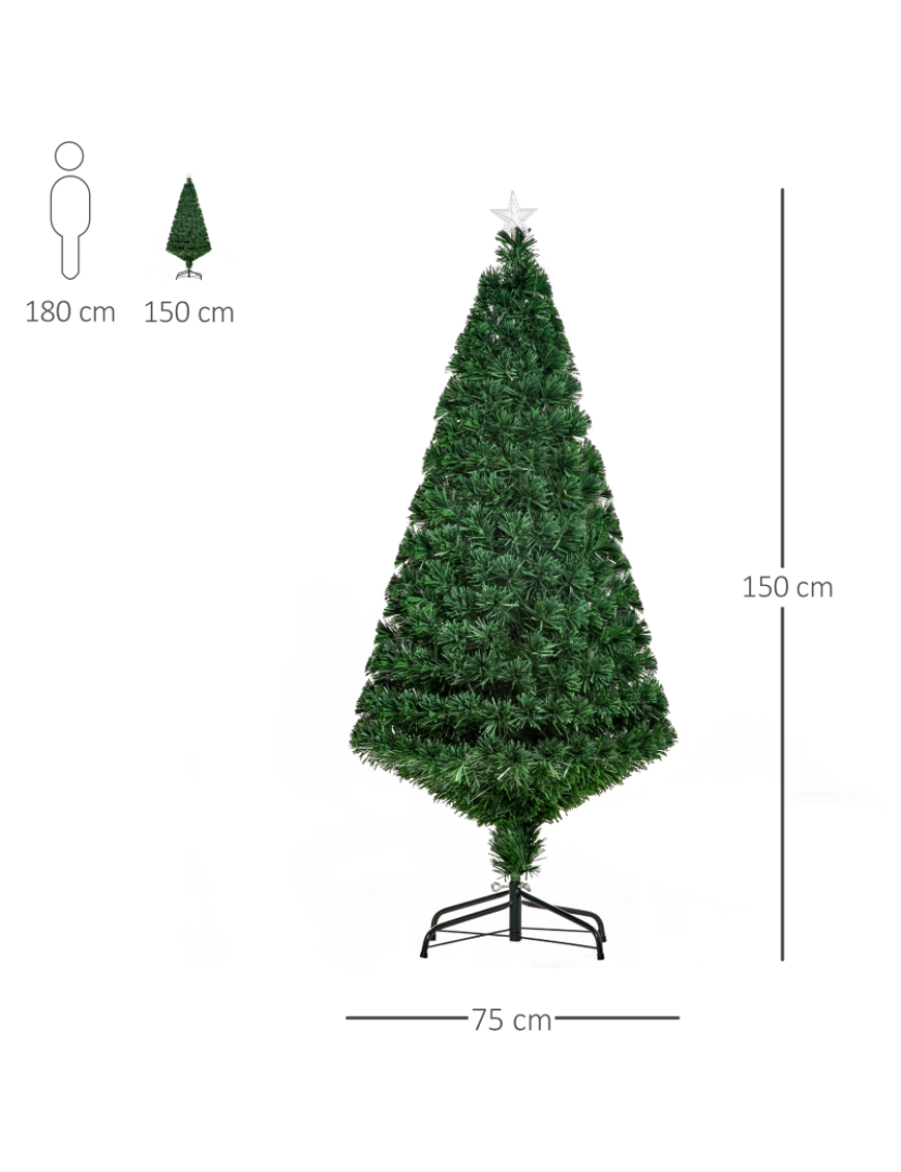 imagem de HomCom Árvore de Natal - Verde Φ 70 x 150 cm + Luzes LED3