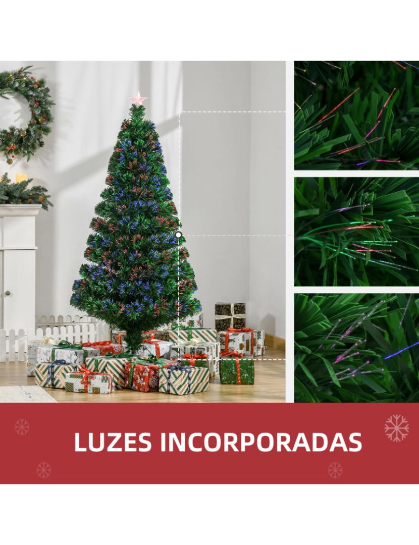imagem de HomCom Árvore de Natal - Verde Φ 70 x 150 cm + Luzes LED5