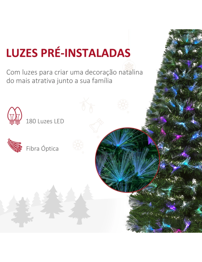 imagem de HOMCOM Árvore de Natal Artificial 150cm com 180 Ramos Luzes LED de Múltiplas Cores e Estrela Decorativa Ø74x150 cm Verde6