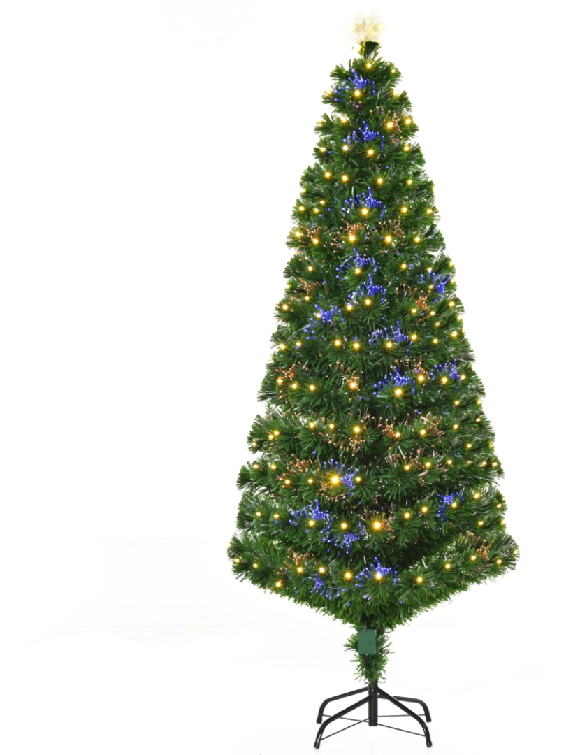 Homcom - HomCom® Árvore de Natal 180cm Artificial Árvore com Suporte Metálico Luzes LED Multicores