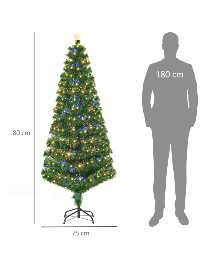 imagem grande de HomCom® Árvore de Natal 180cm Artificial Árvore com Suporte Metálico Luzes LED Multicores3