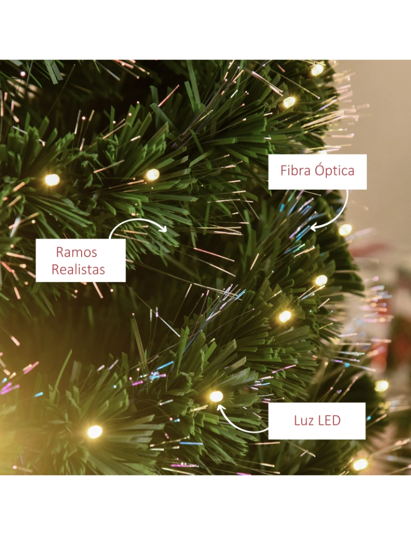 imagem grande de HomCom® Árvore de Natal 180cm Artificial Árvore com Suporte Metálico Luzes LED Multicores8