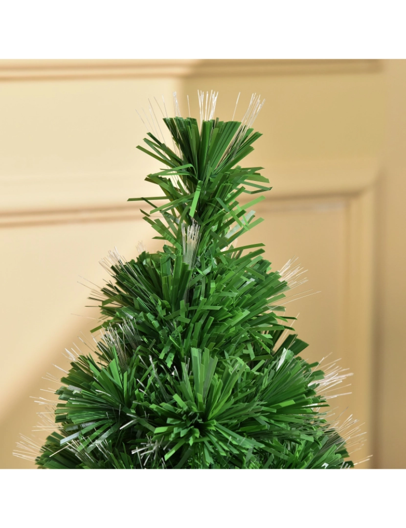 imagem de HOMCOM Árvore de Natal Artificial 90cm com 90 Ramos de PVC Fibra Óptica 4 Cores Suporte Decoração de Natal para Interiores Φ48x90cm Verde9