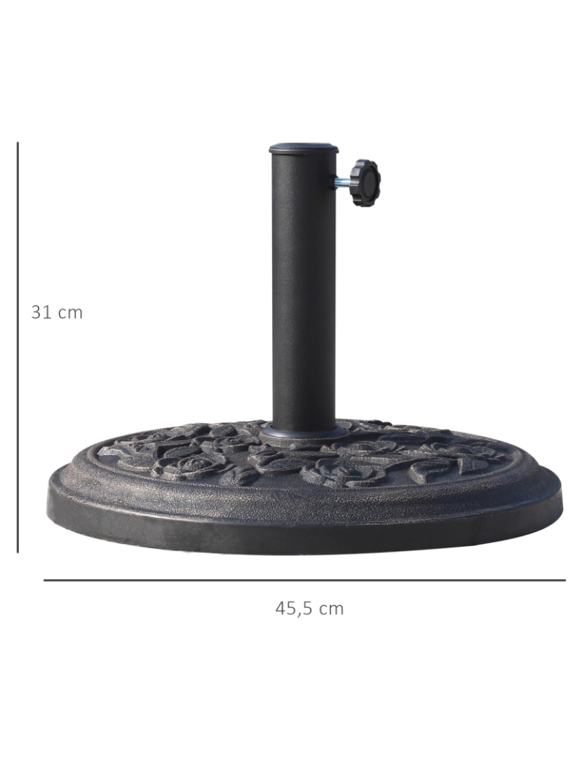 imagem de Base para Chapéu de Sol Redondo Ø45.5x32cm cor preto e bronze 01-09013