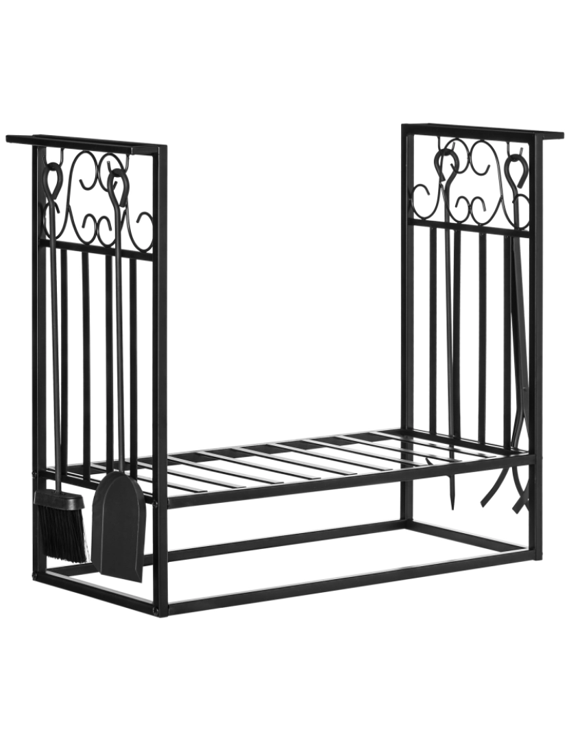 Homcom - Suporte para Lenhas 75x30x60cm cor preto 842-163