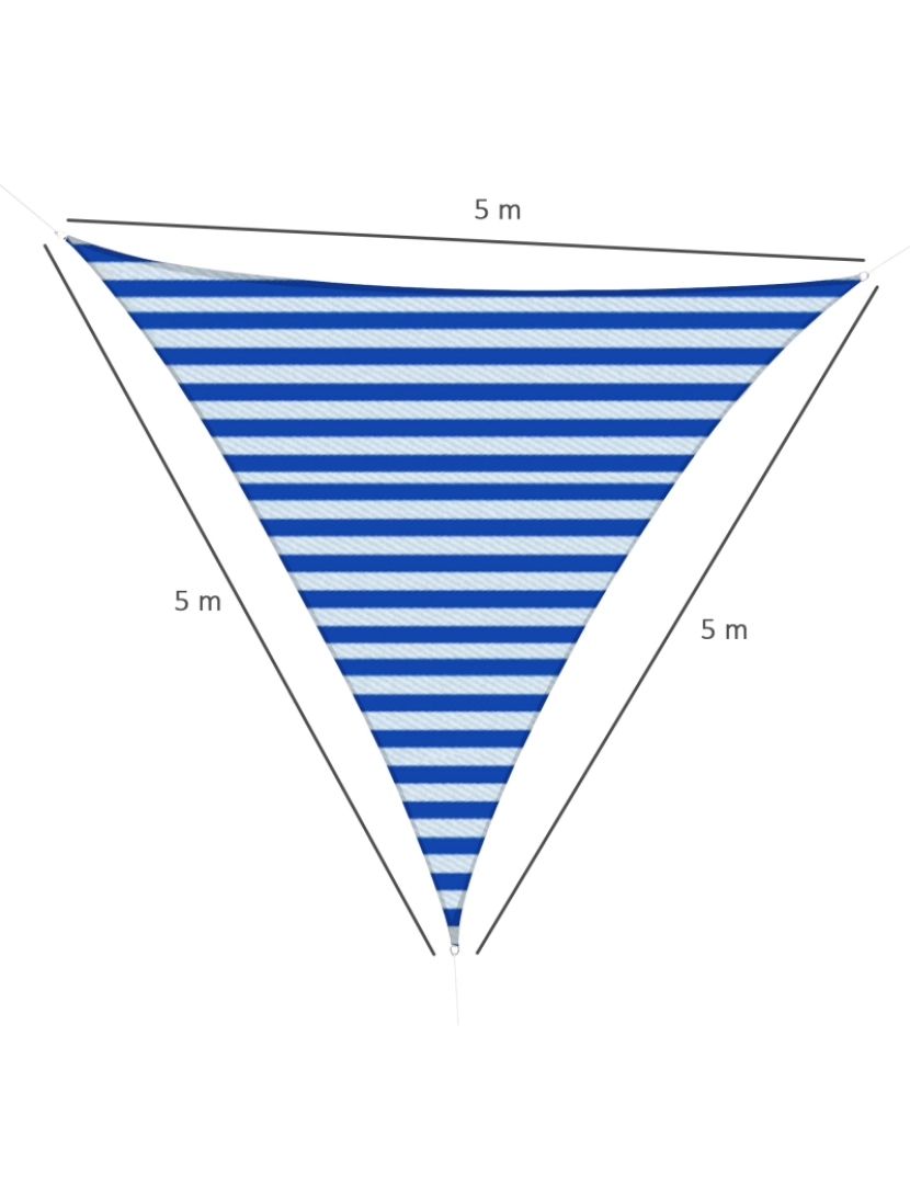 imagem de Vela de Sombra Triangular 5x5x5cm cor branco e azul 840-231BU3