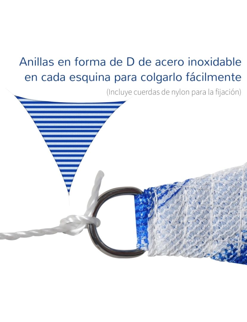 imagem de Vela de Sombra Triangular 5x5x5cm cor branco e azul 840-231BU4