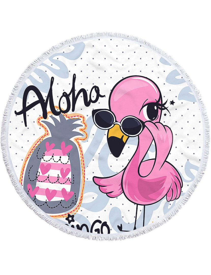 imagem de DAM. Toalha redonda, tapete redondo multiusos 150 cm, 205 GSM. Projeto Aloha Flamingo.1
