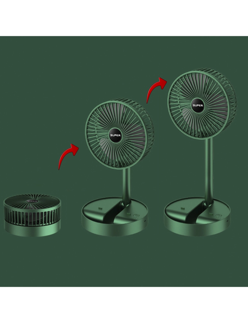 imagem de DAM. Ventilador portátil dobrável de 9W, com bateria recarregável e 3 velocidades.2