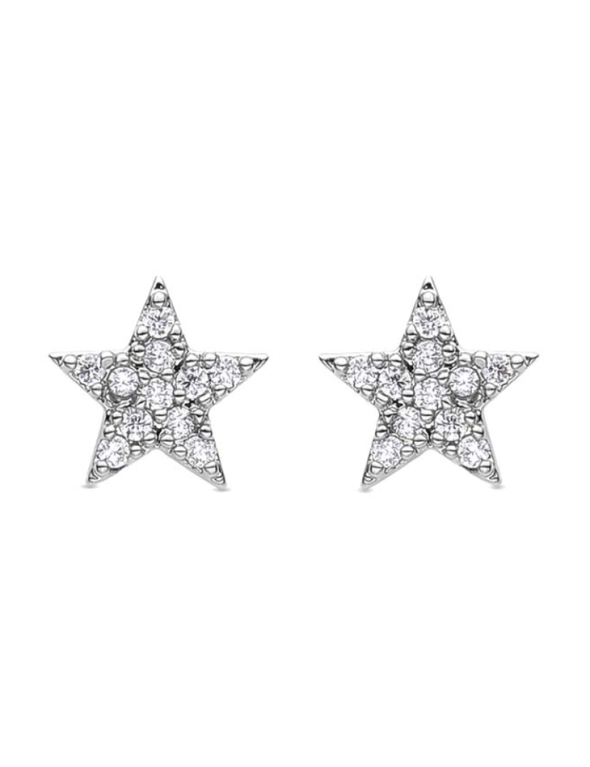 Luxenter - Brincos estrela de zircônia brilhante com acabamento em ródio Branco